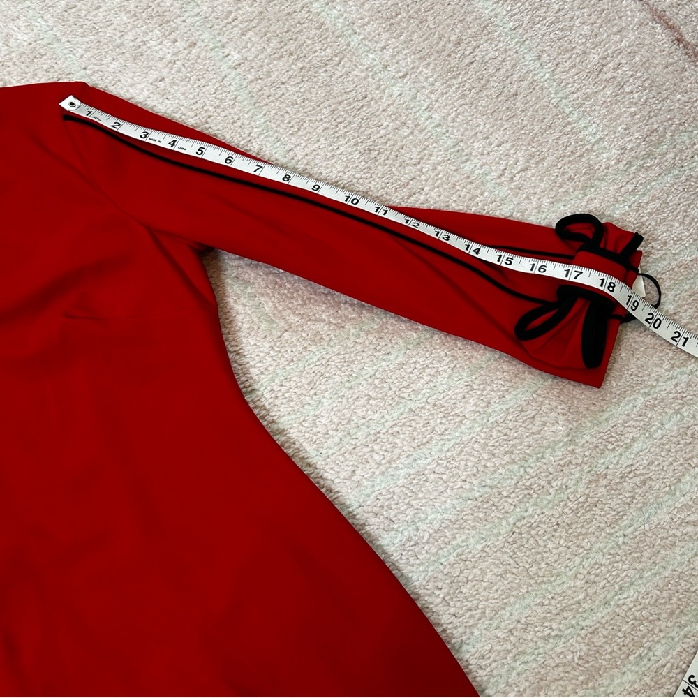 NWT Calvin Klein Red 3/4 Sleeve Sheath Midi Dress Bow Details Size 10 Holiday - Picture 12 of 14